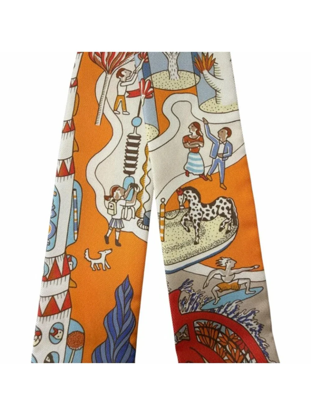 Hermes Exposition Universelle Silk 100% Scarf Orange Multi - Picture 3 of 7